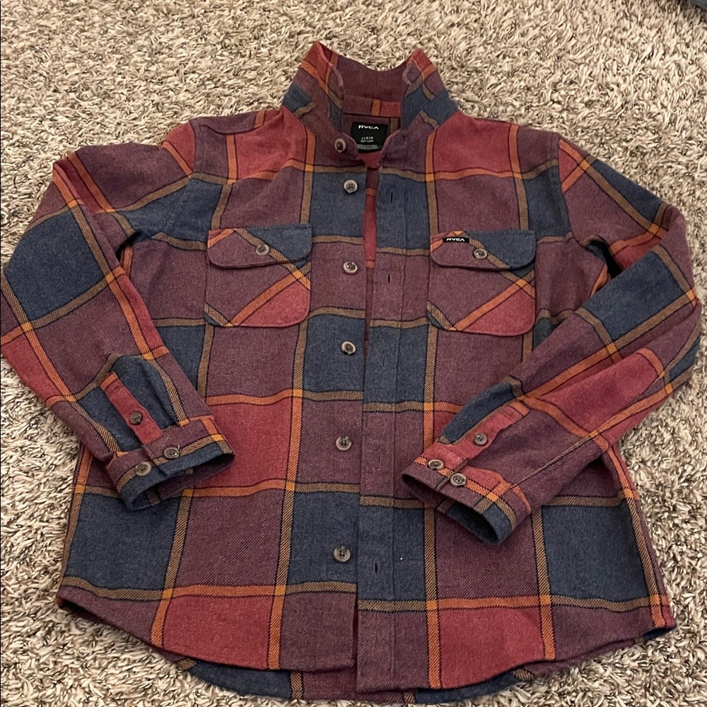 RVCA boy’s fit plaid flannel long sleeve